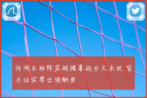 何润东助阵苏超揭幕战分文未收 官方证实零出场酬劳